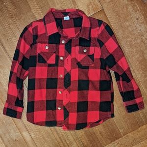 5T Old Navy red black buffalo plaid flannel shirt